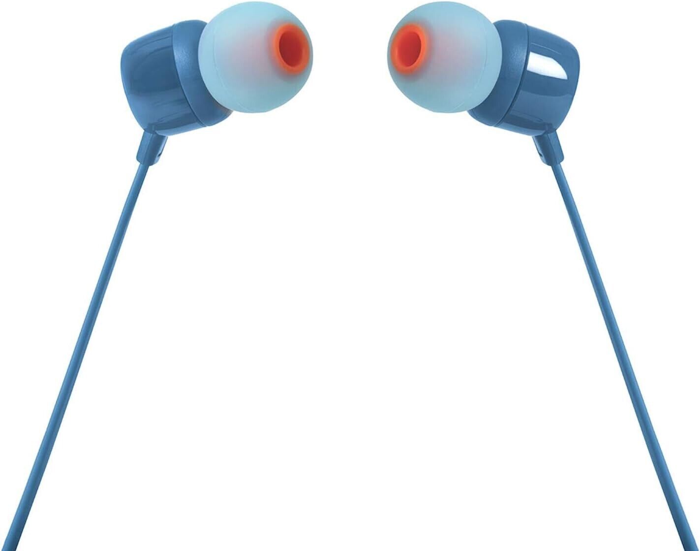 JBL Tune 110 In-Ear Kopfhörer Blau mit Pure Bass Sound, Mikrofon und verwicklungsfreiem Flachbandkabel