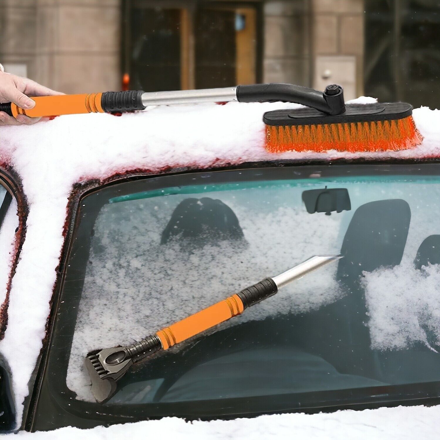 ZHSIHAI 2 in 1 snow brush with ice scraper, windshield glass buz kazıyıcı
