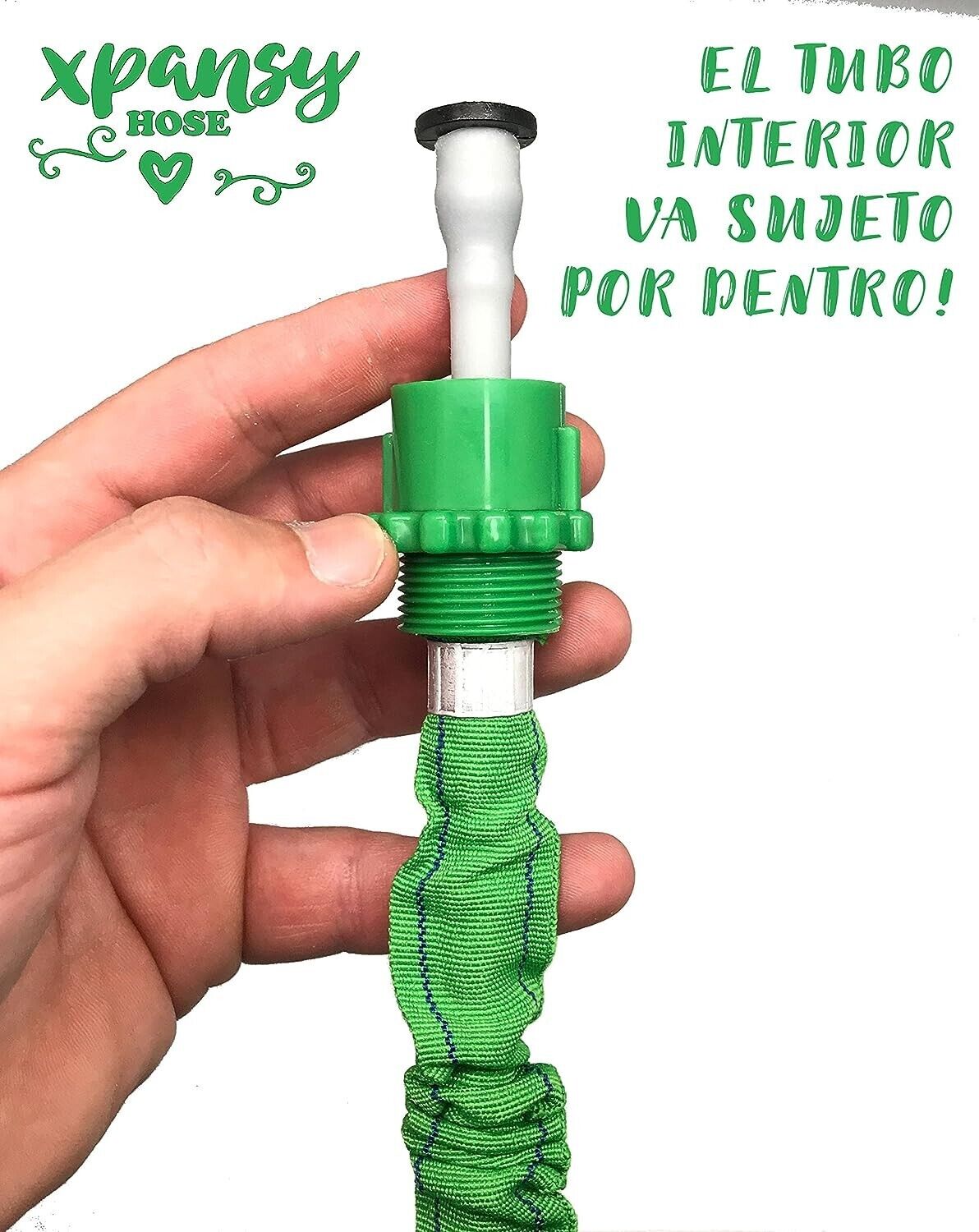 Flexible garden hose, water hose, expandable flexible hose, 15 meters, green