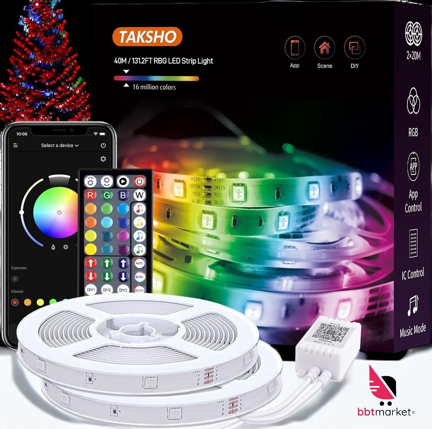 40m LED Stripe RGB Bar Strip Bluetooth Strip Band Light String New