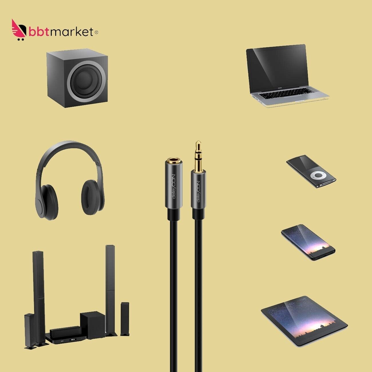0,5m Klinke Audio Stereo AUX Kabel Verlängerungskabel 3,5mm Klinkenkabel Audiokabel