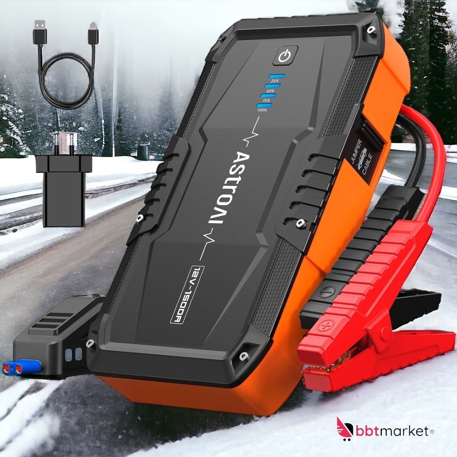 Car jump starter 1500A 12V power bank starter with charger LED USB boost