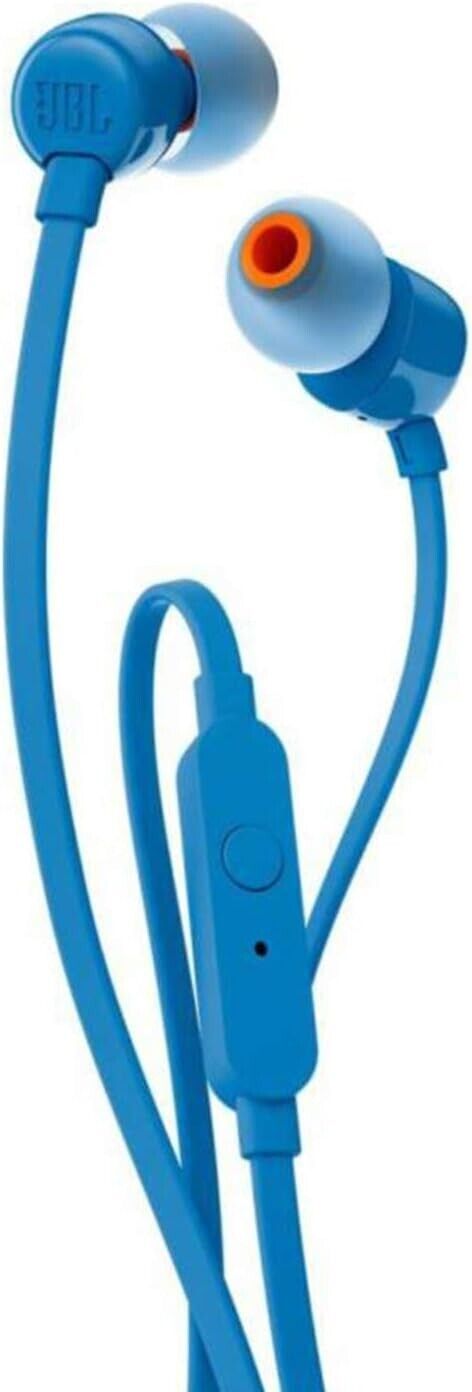 JBL Tune 110 – In-Ear Headphones with Tangle-Free Flat Cable and Mic Blue 