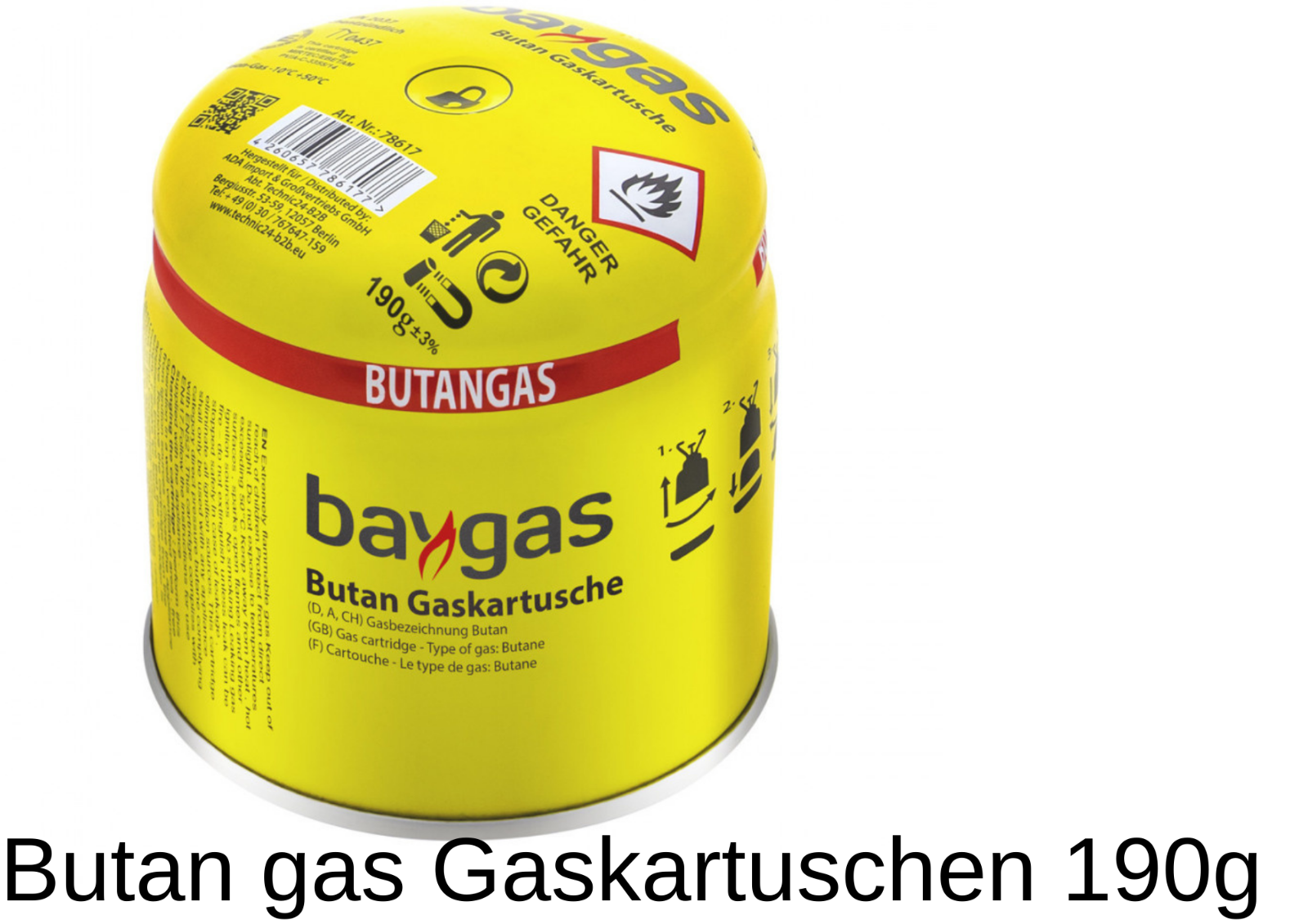 Gas Gaskartuschen Butangas 190g 330 ml Baygas Stechkartuschen Campinggas