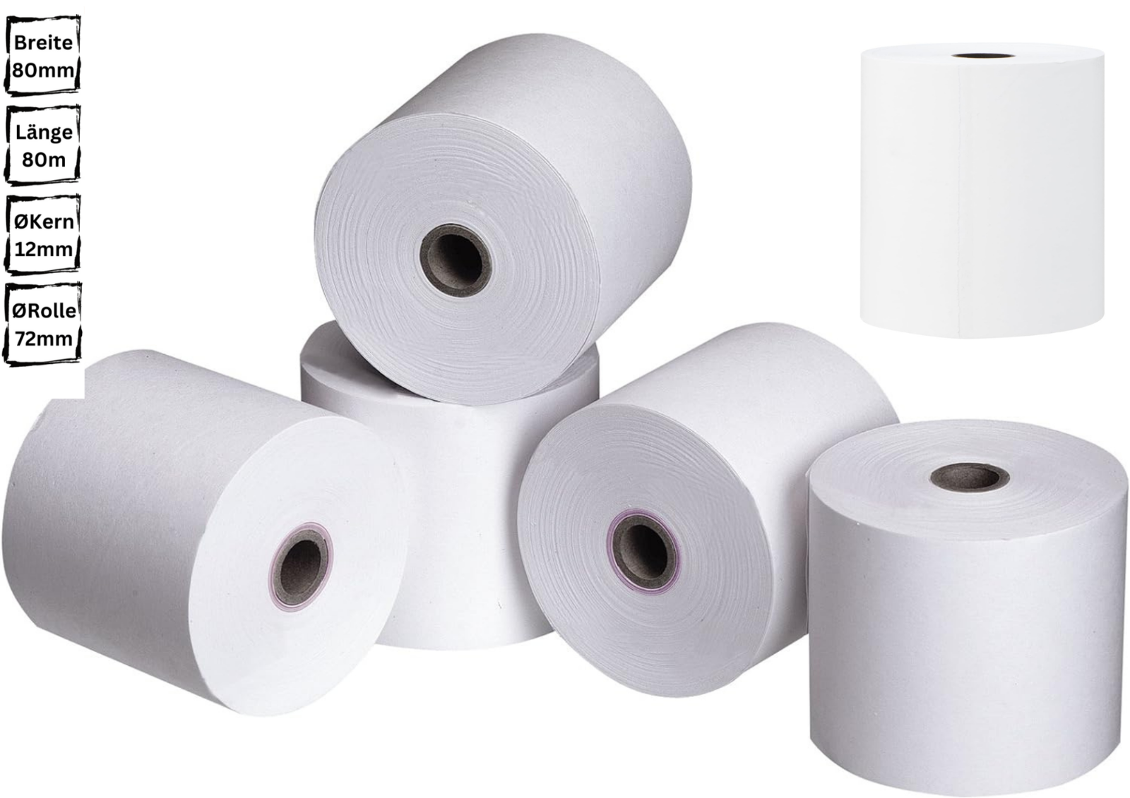 Thermorollen 80mm x 80m x 12mm – Bonrollen & Kassenrollen für EC Geräte