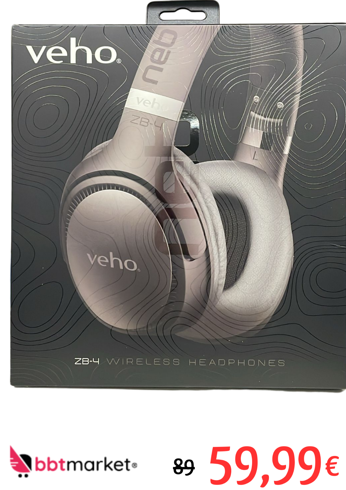 Veho ZB-4 NEB kabelloser Bluetooth-Kopfhörer mit Mikrofon VEP-465-NEB-A, NEU OVP