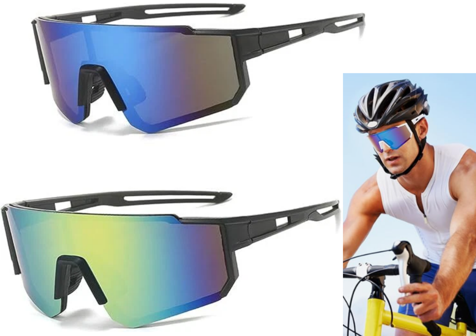 Fahrradbrille UV400 im 2er Set – Sport Sonnenbrille für MTB, Rennrad und Outdoor