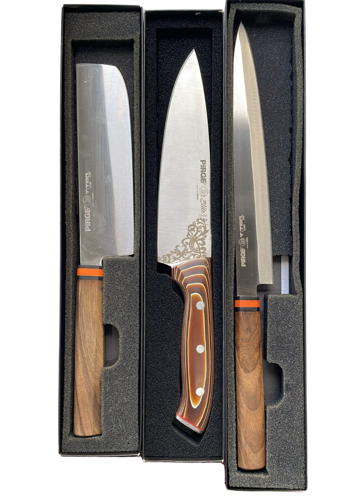 Pirge Geschmiedet Küchenmesser mit Titan-Klinge & Holzgriff – Chefmesser, Sushimesser oder Nakiri
