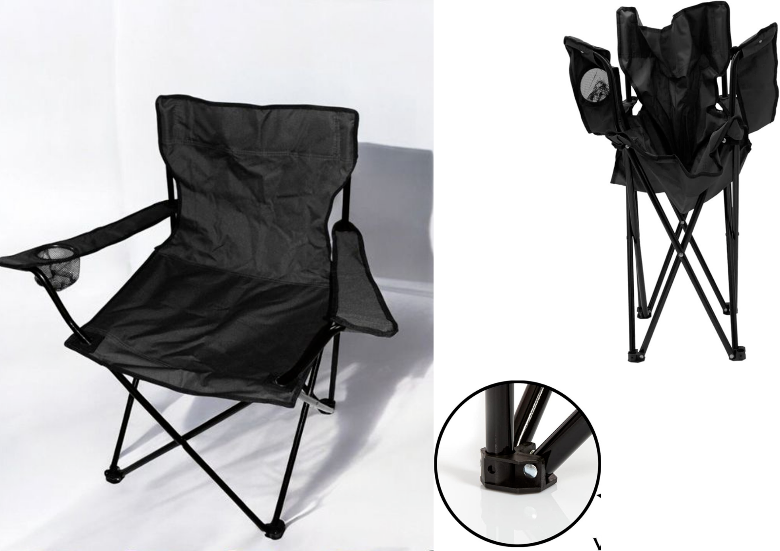 2x Klappstuhl Grün + 1x Campingtisch Schwarz Set – Faltbar mit Getränkehalter