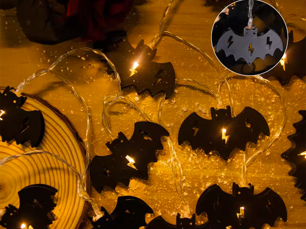 Halloween LED Hängelampe Fledermaus Girlande 200cm Batteriebetrieb