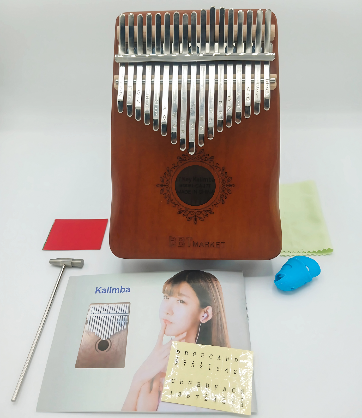 17 Tasten Kalimba Daumenklavi Thumb Piano Finger Tastatur Musikinstrument+Halter