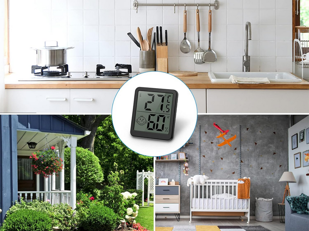 Digitales Thermometer & Hygrometer – Mini Wetterstation mit LCD-Display, Smiley-Komfortanzeige & Magnet – Für Haus, Büro & Gewächshaus