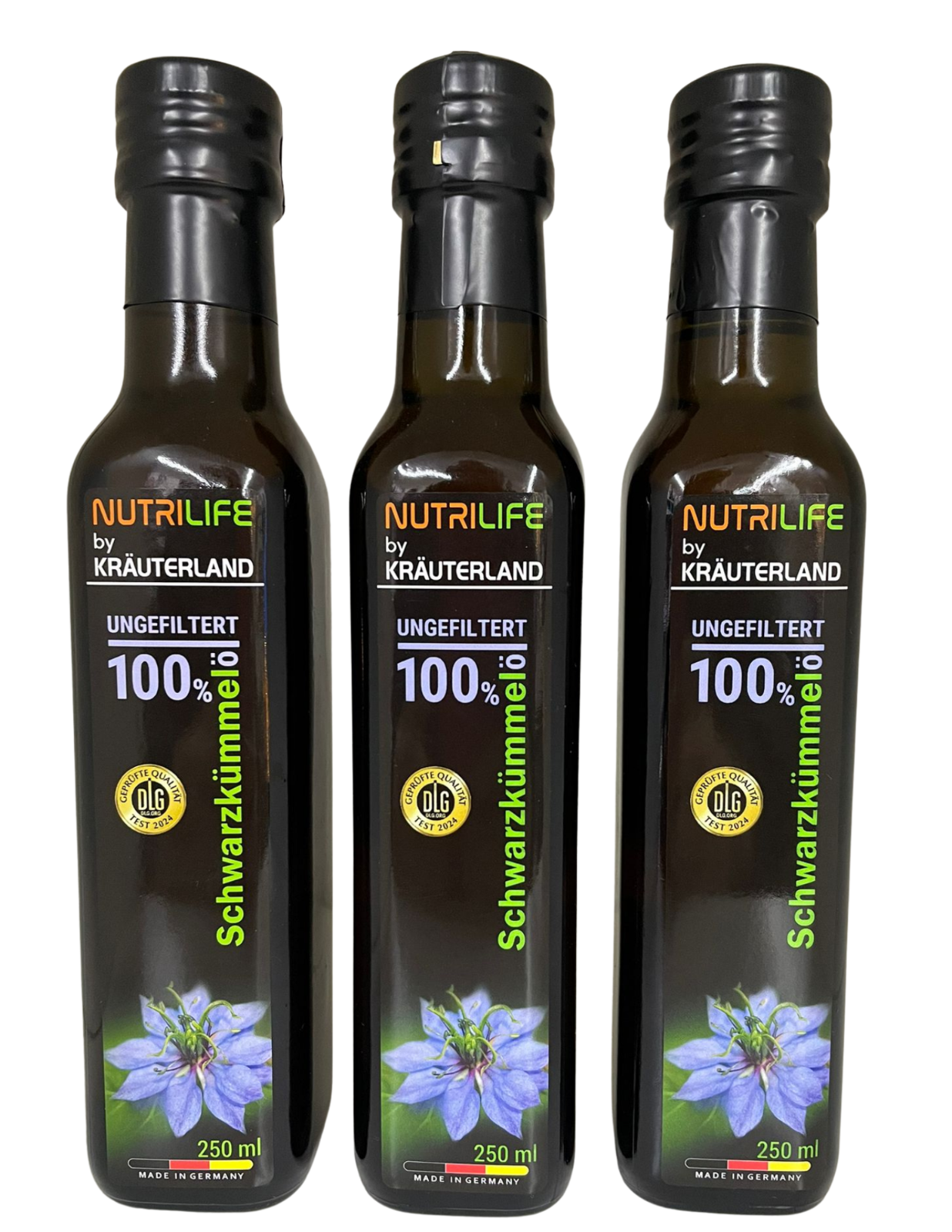 Schwarzkümmelöl 250ml kaltgepresst ungefiltert naturrein vegan mild Glasflasche