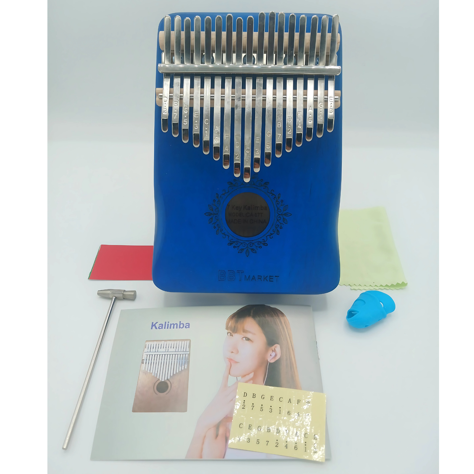 Kalimba 17 Tasten Blau – Hochwertiges Daumenklavier aus Holz | Fingerpiano für Anfänger & Profis