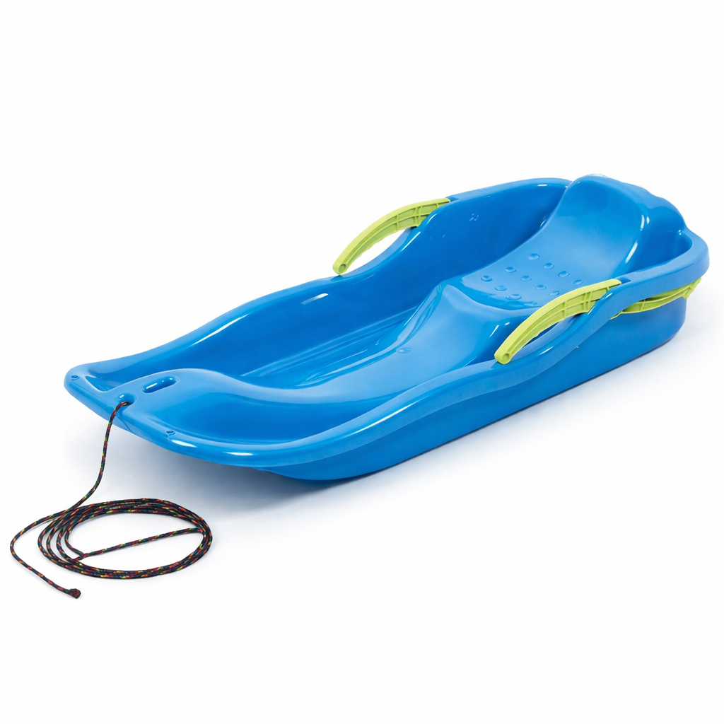 Kinder Bobschlitten Bob Schlitten Rodel Schneegleiter Bremshebel Zugseil 85x40cm