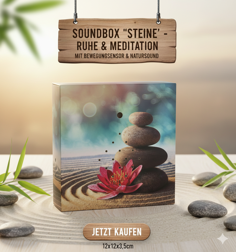 Soundbox mit Bewegungsmelder – Naturklänge, Vogelgezwitscher & Wellenrauschen für Entspannung im Bad & Büro