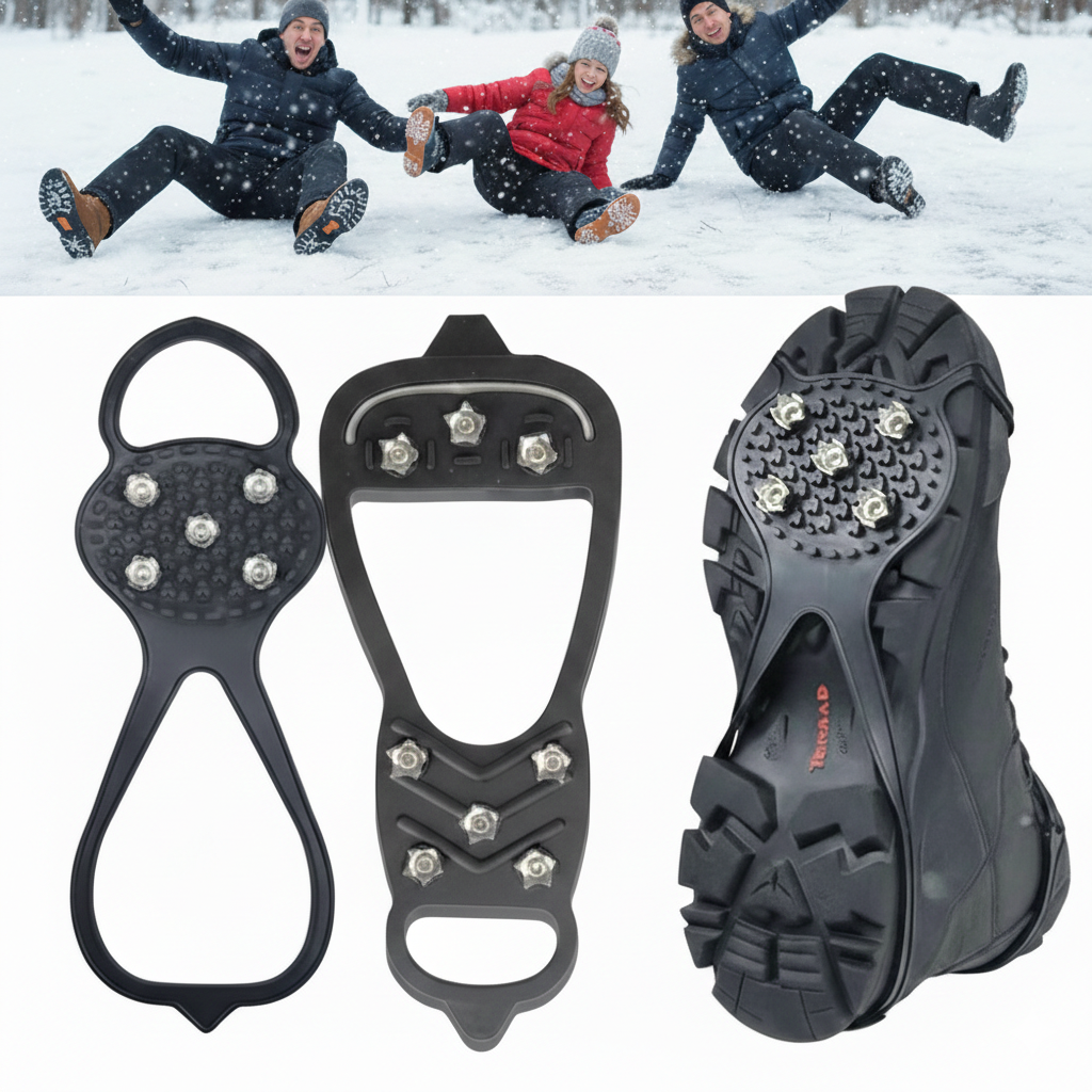 Anti Rutsch Schuhüberzüge Spikes 5/8 Zähne Winter Schnee Mehrere Größen