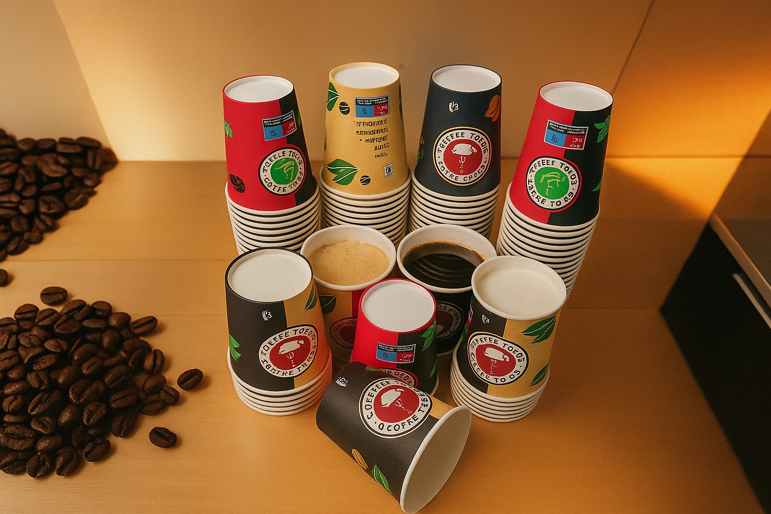 50 Pappbecher 200 ml 8oz – Einweg Kaffee To Go Becher für Büro Events