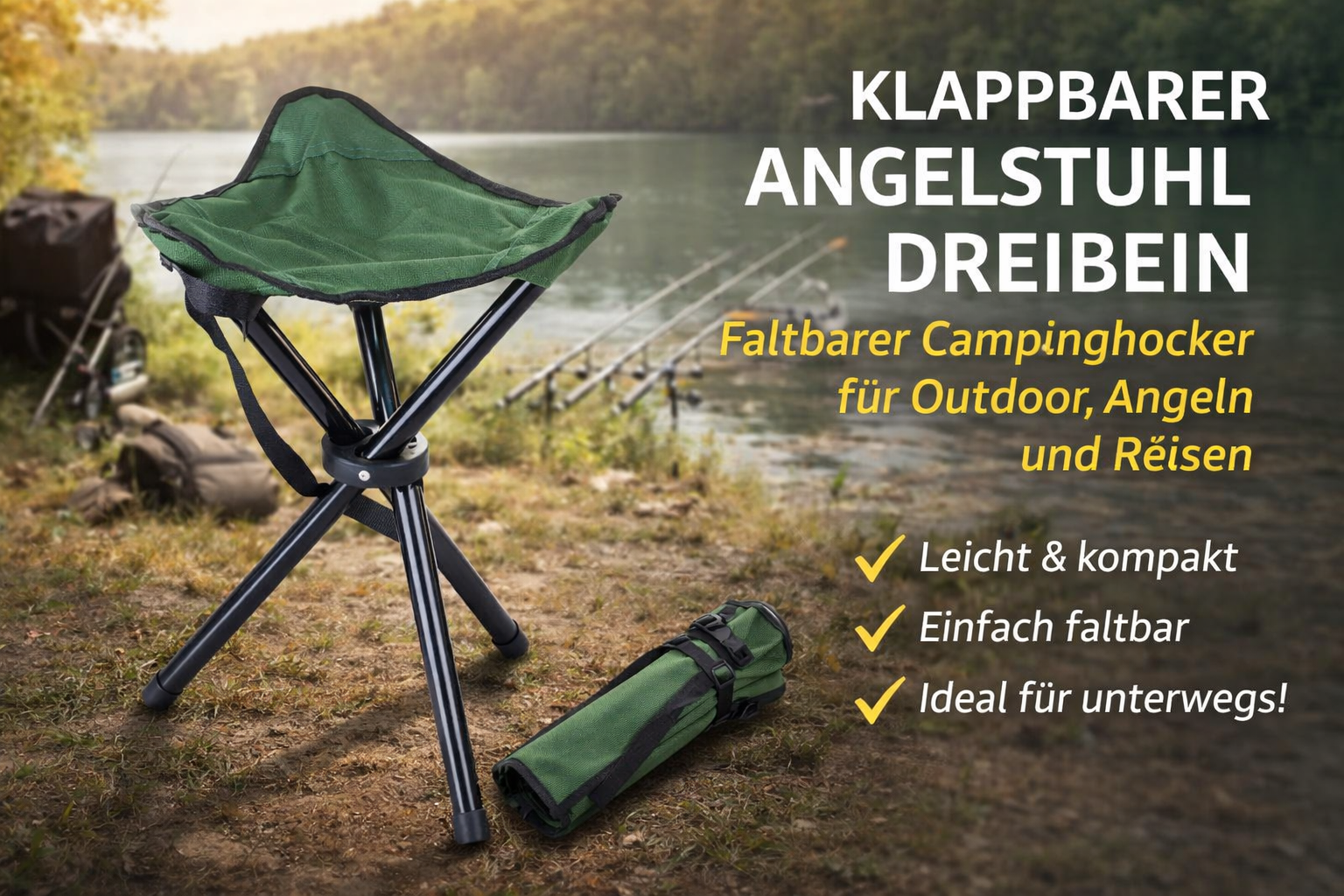 Klapphocker Dreibein Campinghocker Faltbar Outdoor Festival Angelstuhl