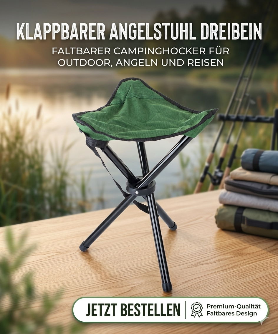 Klapphocker Dreibein Campinghocker Faltbar Outdoor Festival Angelstuhl