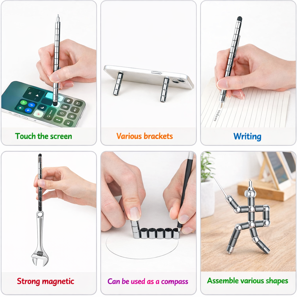Magnetischer Kugelschreiber Multifunktion Stressabbau Stift Schwarz Gadget