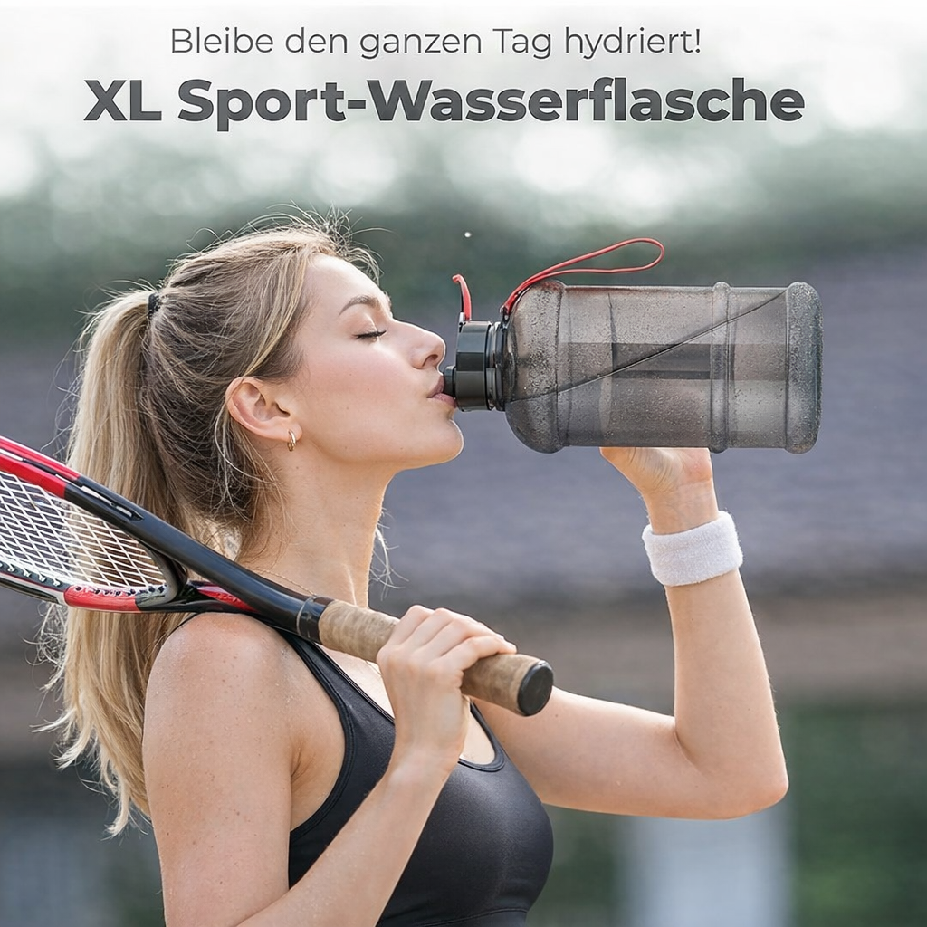 Große 2,2L Wasserflasche, BPA-frei, dicht, perfekt für Sport & Gym