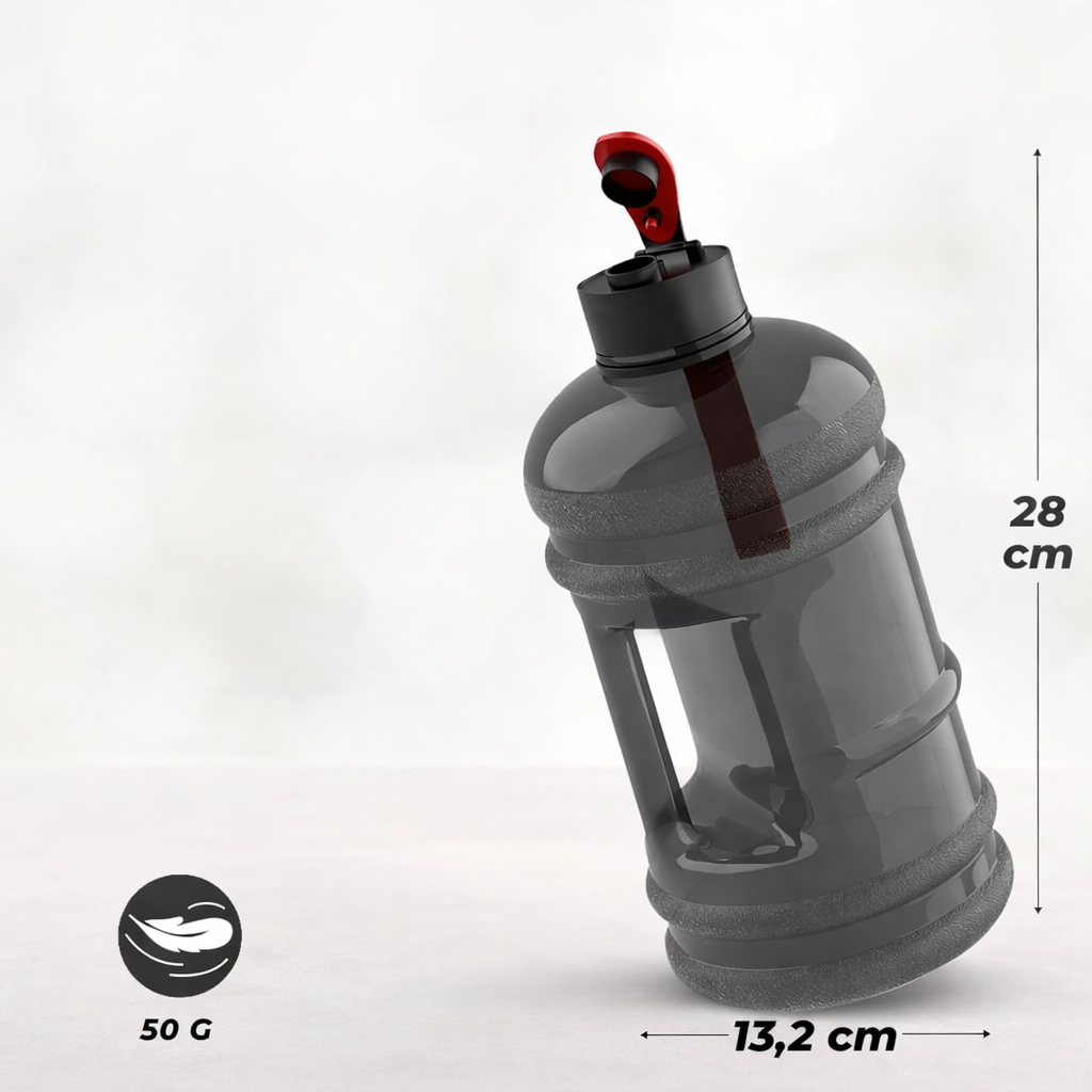 Große 2,2L Wasserflasche, BPA-frei, dicht, perfekt für Sport & Gym