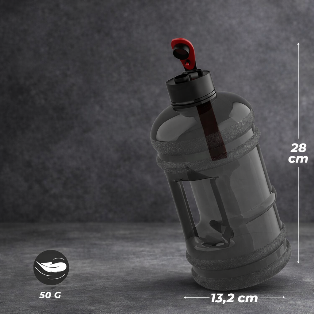 Große 2,2L Wasserflasche, BPA-frei, dicht, perfekt für Sport & Gym