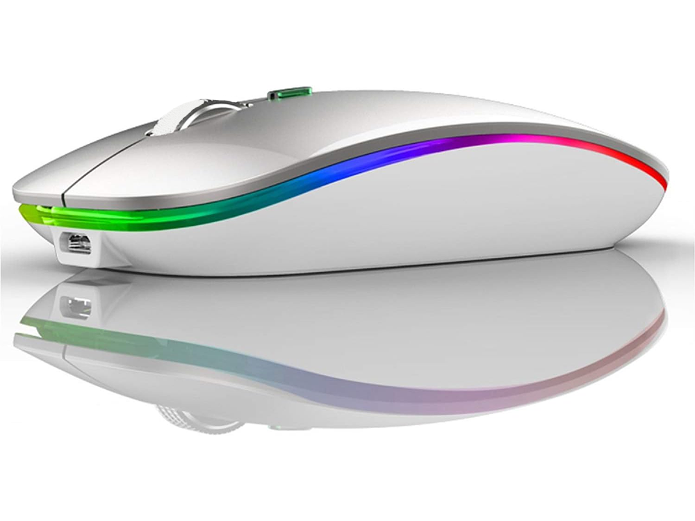 PC Maus Kabellos Bluetooth und Funk für Computer, MAC Aufladbare leise Maus LED