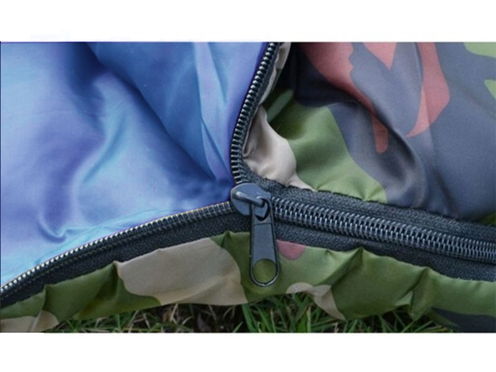 Mumienschlafsack Camping mit Kapuze leicht warm Outdoor Tarnfarbe - Schlafsack