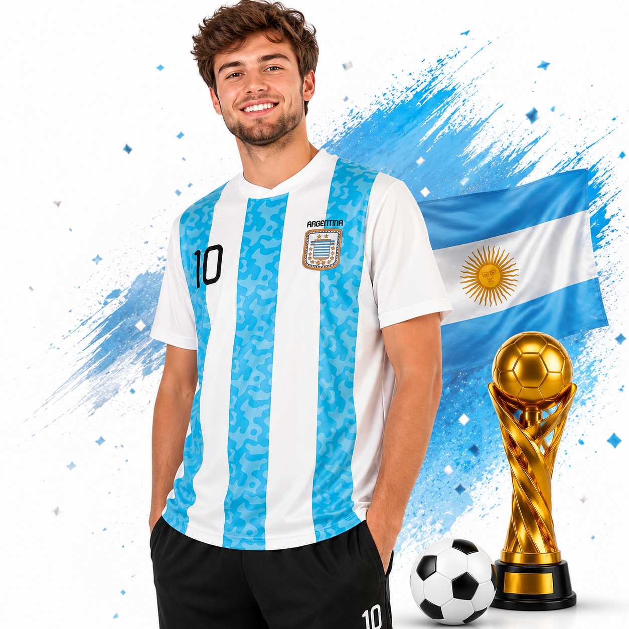 Argentinien Fan T Shirt Kinder Erwachsene WM EM Fußball Trikot