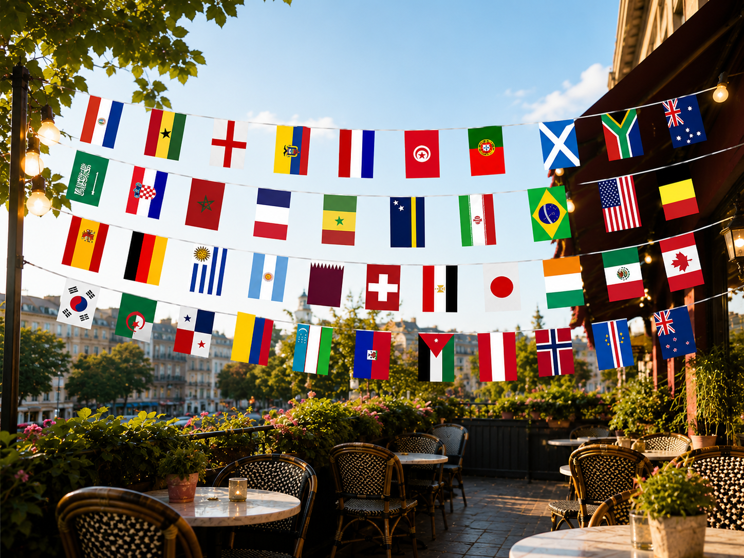 Fahnengirlande Länderflaggen Girlande 13m 48 Nationen WM EM Party Deko