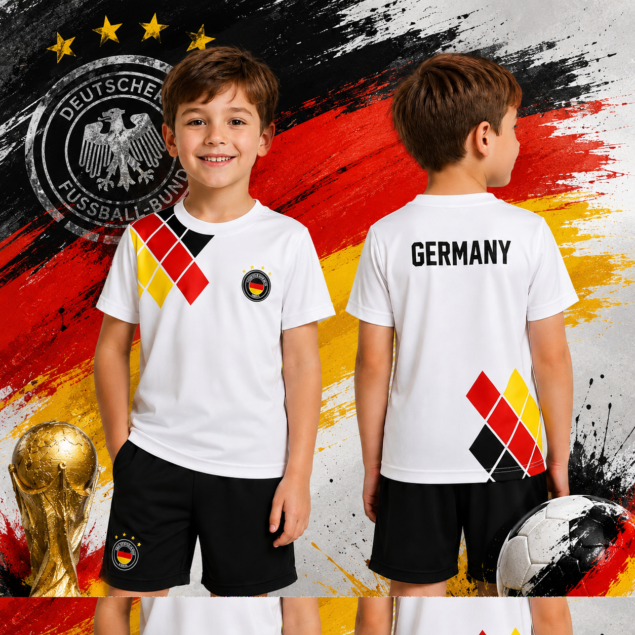 Deutschland Kinder Set T-Shirt Hose Fußball Fanset Kinder Trikot Set