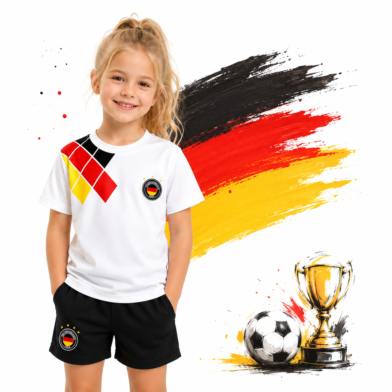 Deutschland Kinder Set T-Shirt Hose Fußball Fanset Kinder Trikot Set