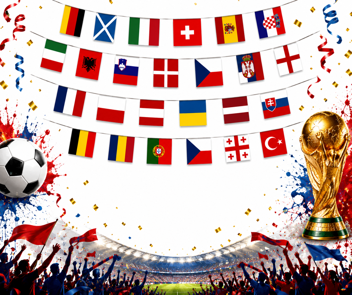 Flaggenkette Europa 24 Länder 7m Girlande Länderflaggen Party Deko EM WM