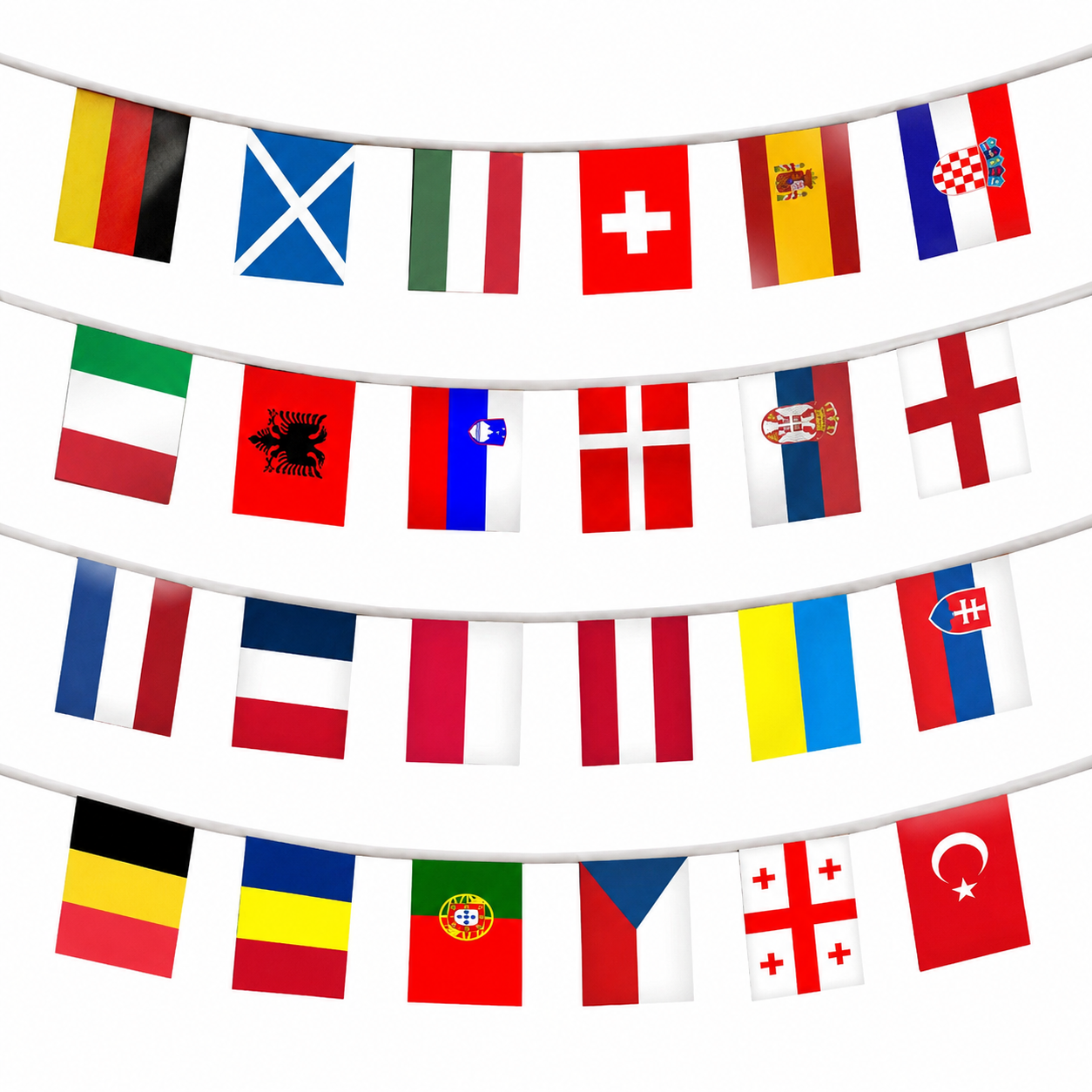 Flaggenkette Europa 24 Länder 7m Girlande Länderflaggen Party Deko EM WM