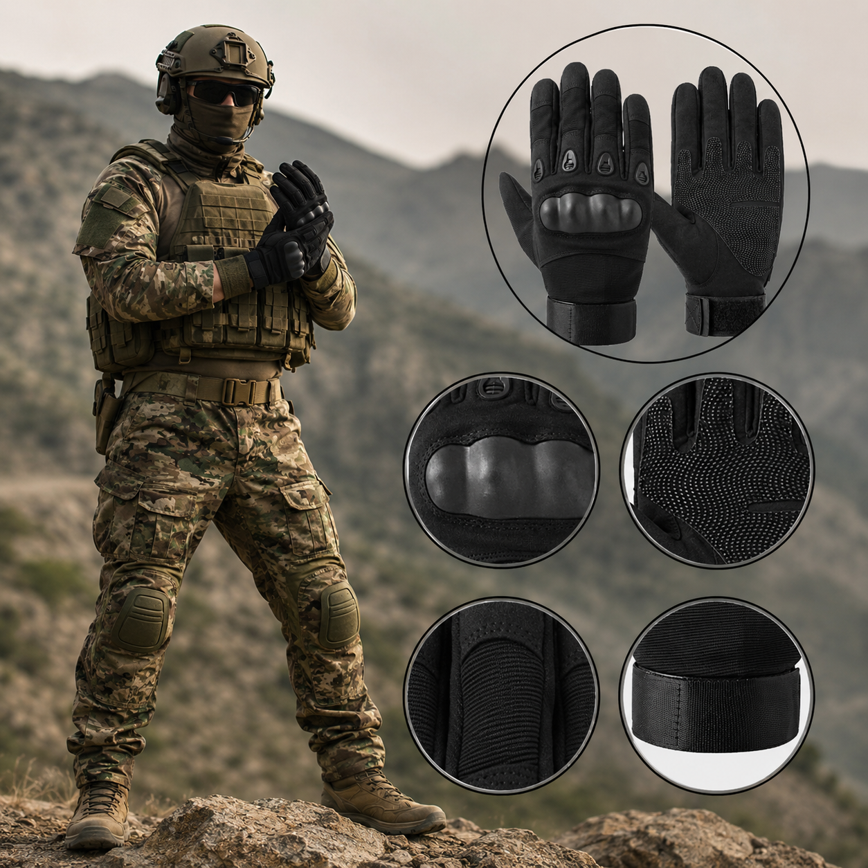 Taktische Handschuhe XL Militärhandschuhe Knöchelschutz Outdoor Schwarz