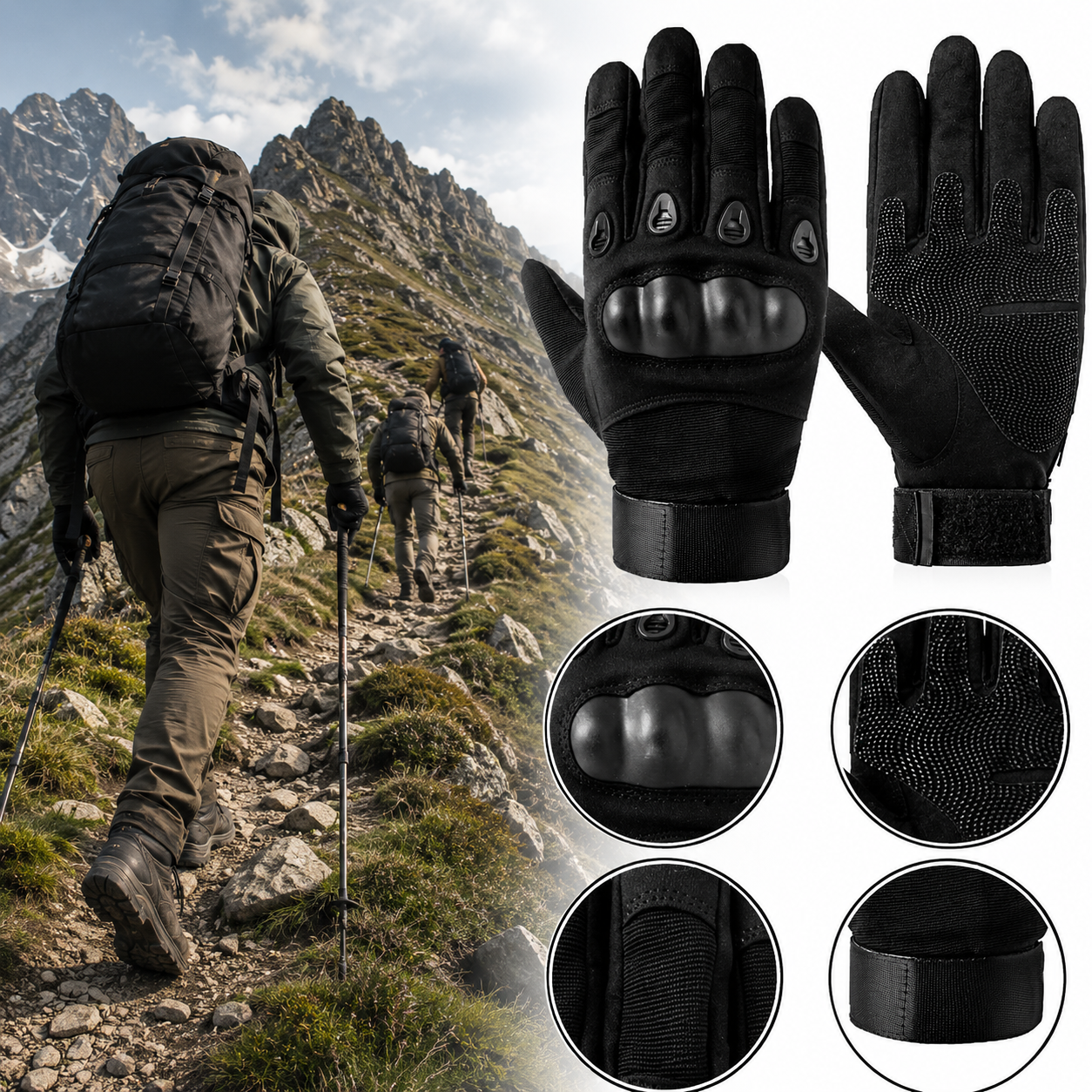 Taktische Handschuhe XL Militärhandschuhe Knöchelschutz Outdoor Schwarz