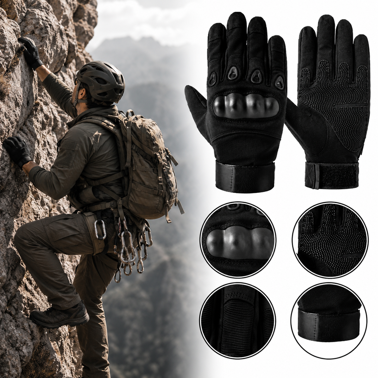 Taktische Handschuhe XL Militärhandschuhe Knöchelschutz Outdoor Schwarz
