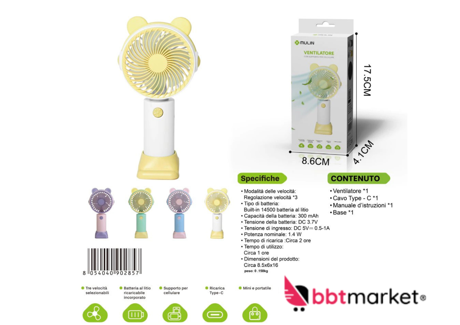 Mini USB Ventilator mit Handyhalter 3 Stufen Lüfter Tisch tragbar leise  🌬️🔋🌀