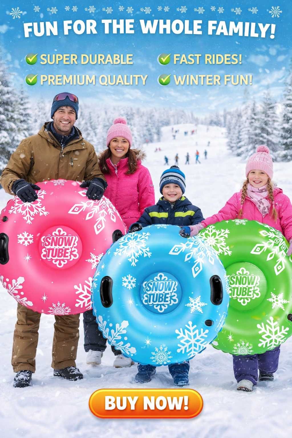 Snow Tube Aufblasbar Schneereifen mit Griffen Schwimmring für Schnee & Wasser
