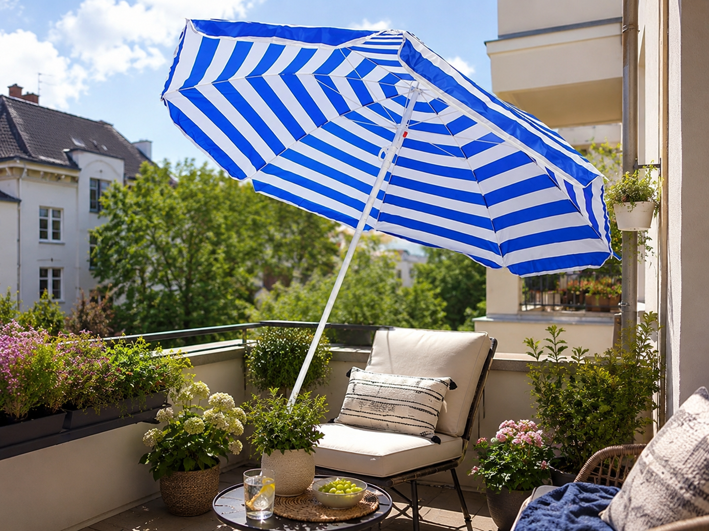 Sonnenschirm Ø160cm Gartenschirm Balkonschirm Strandschirm UV-Schutz Outdoor