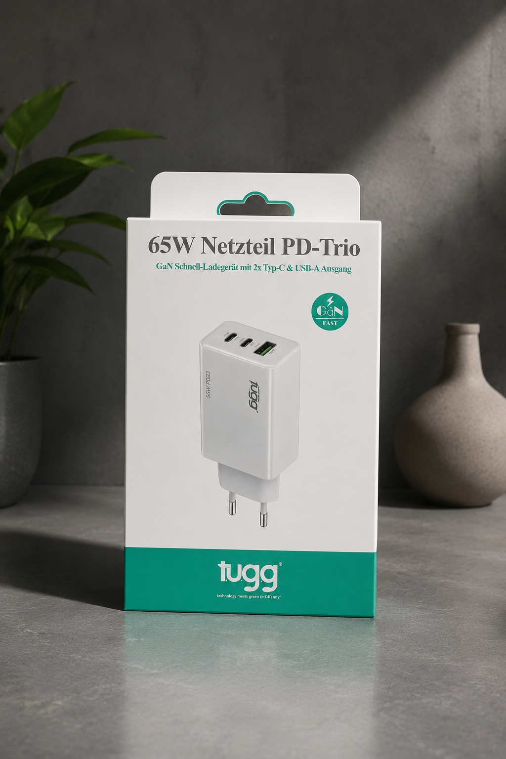 65W USB C LadC Ladegerät Schnellladegerät PD Netzteil 2x USB-C USB-A Fast Charge