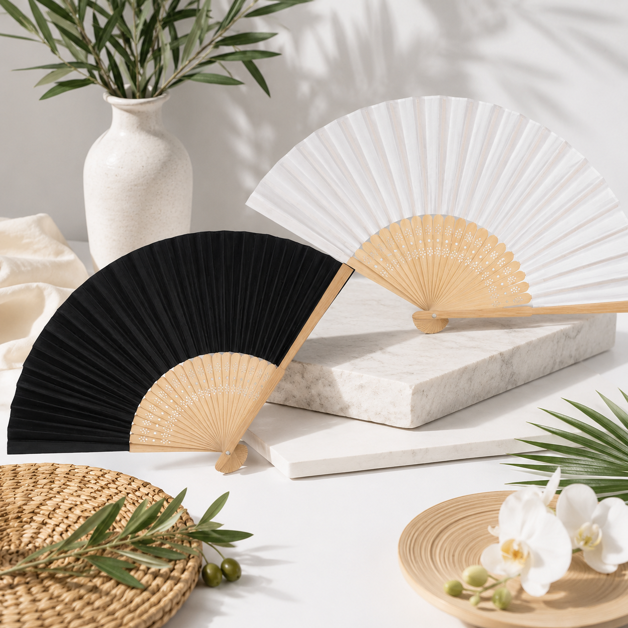 Bambus Handfächer Papierfächer Sommerfächer Fächer Hochzeit Party Deko