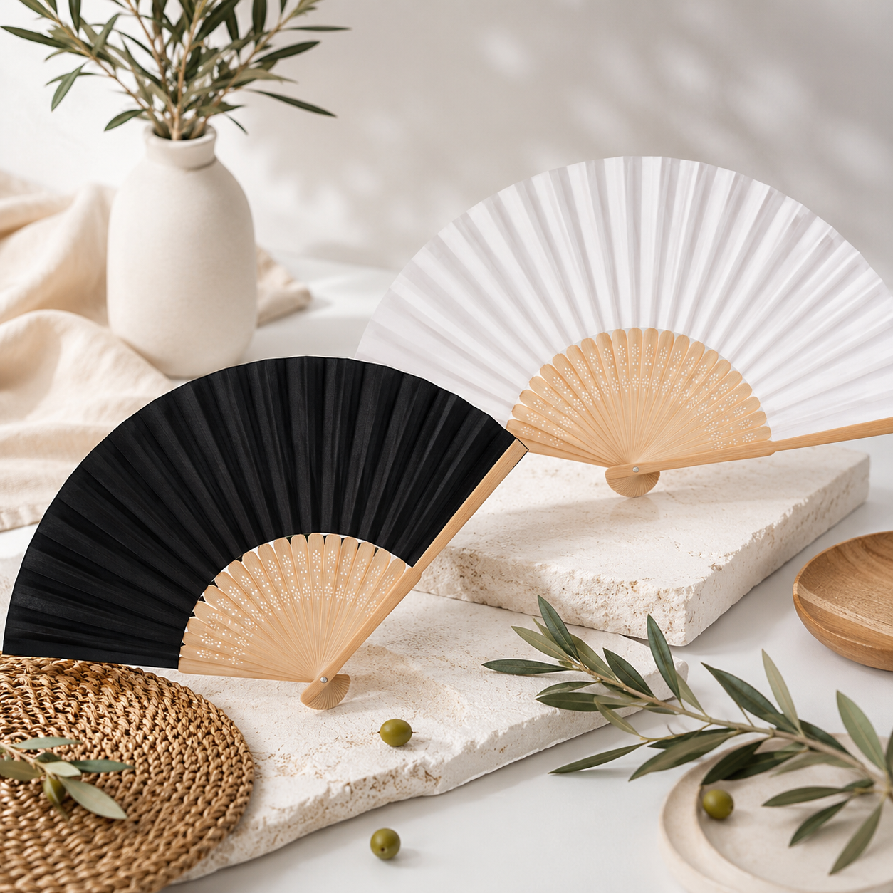 Bambus Handfächer Papierfächer Sommerfächer Fächer Hochzeit Party Deko
