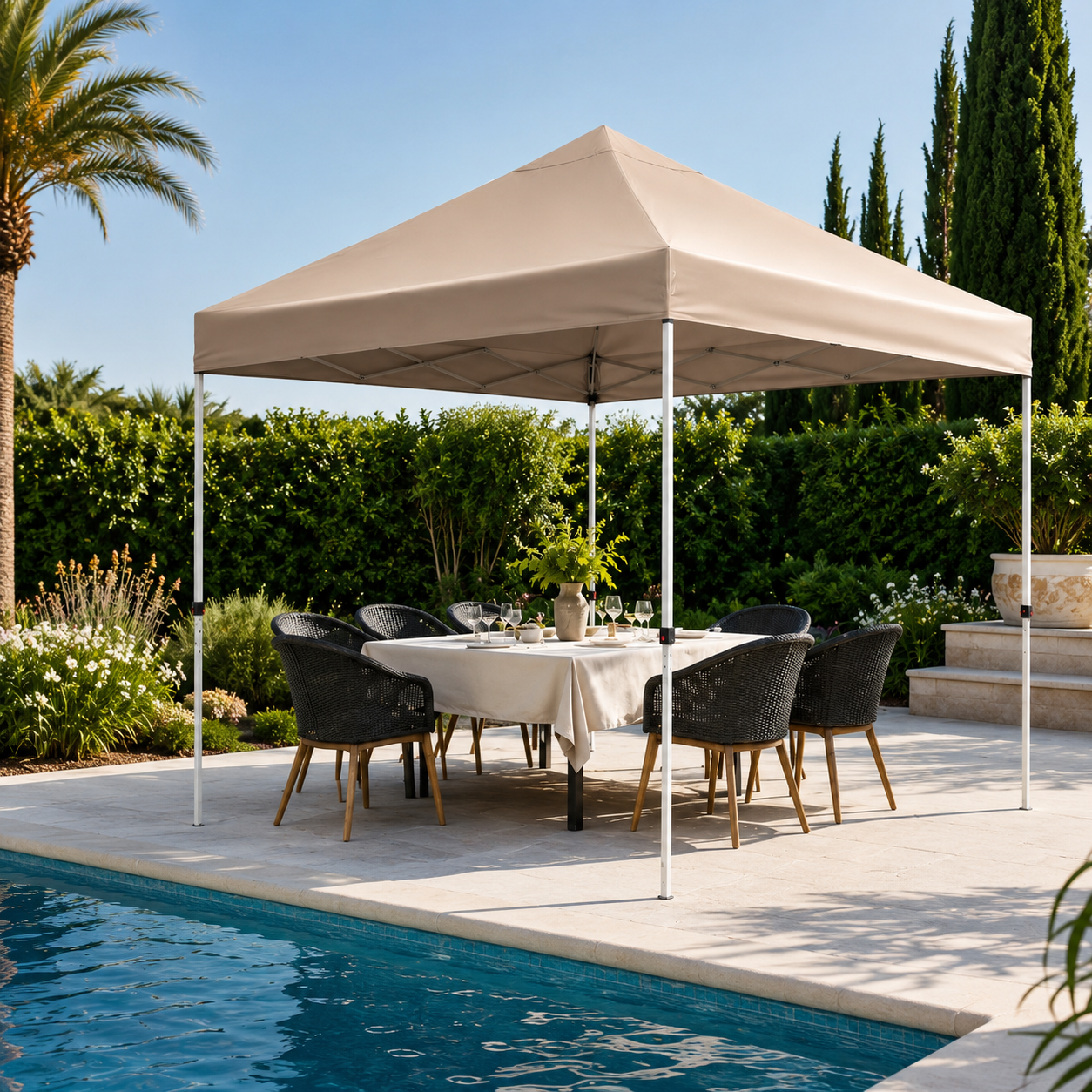 Faltpavillon 3x3m Wasserdicht Partyzelt Pavillon Klappbar Gartenzelt Khaki