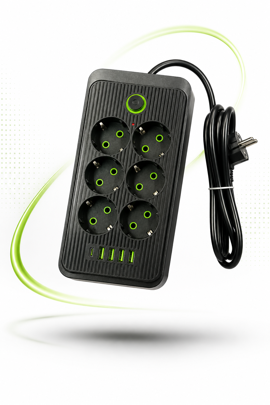 Steckdosenleiste 6 Fach mit 4 USB und USB-C Anschluss Mehrfachsteckdose mit Schalter