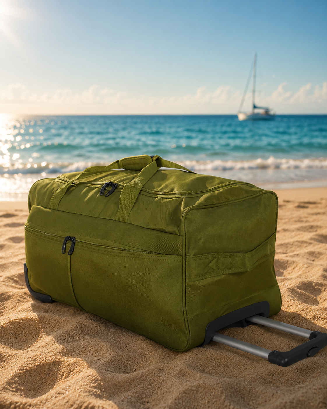 Reisetasche Trolley 70L XL Rollen Reisetrolley Gepäcktasche 65cm Grün