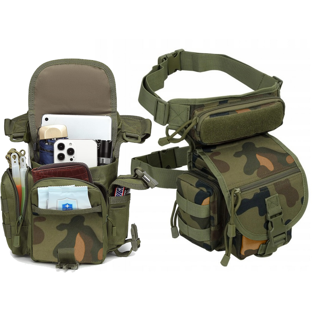 Taktische Beintasche Tarnfarbe Outdoor Hüfttasche Motorradtasche mit 6 Fächern
