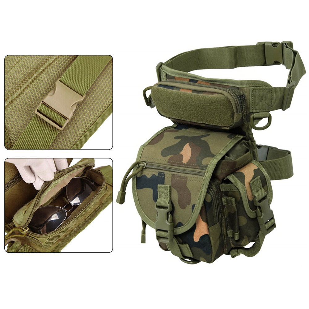 Taktische Beintasche Tarnfarbe Outdoor Hüfttasche Motorradtasche mit 6 Fächern